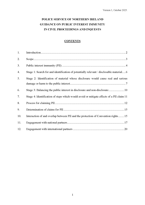 PSNI PII Guidance