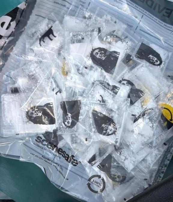 Seized drugs in evidence bag