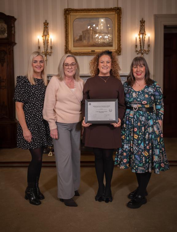 Rachel McParland (Taghnevan Youth Club), Michelle McCluskey (Youth Annex), Constable Laura Cathcart and Lynette Cooke (ABC PSCP)