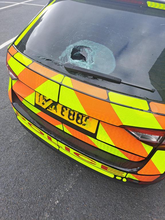 Damaged police vehicle 