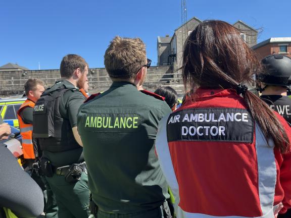 Emergency responders pictured at the training exercise