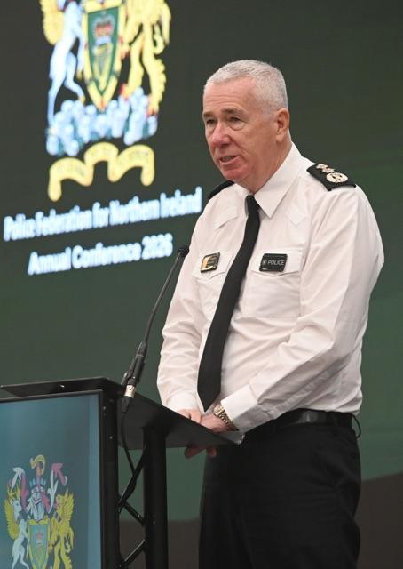 Chief Constable Jon Boutcher speaking at the Police Federation for Northern Ireland's annual conference.