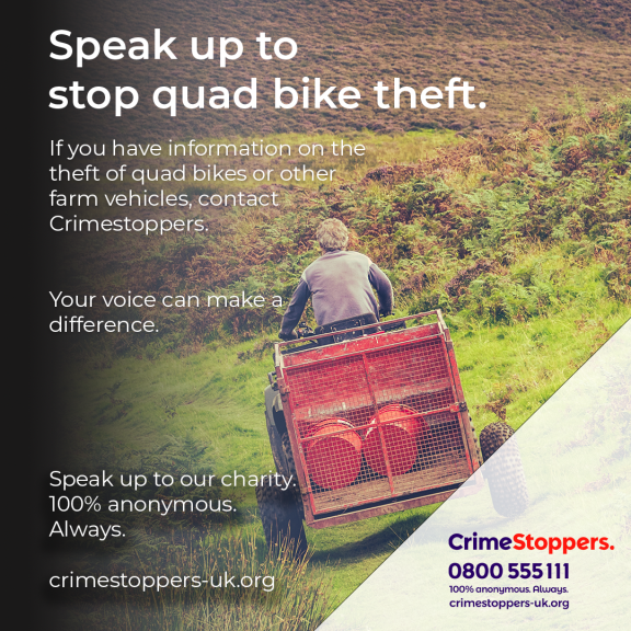 It's hoped information provided anonymously to the charity Crimestoppers will lead to arrests and charges in connection with rural and agri-crimes
