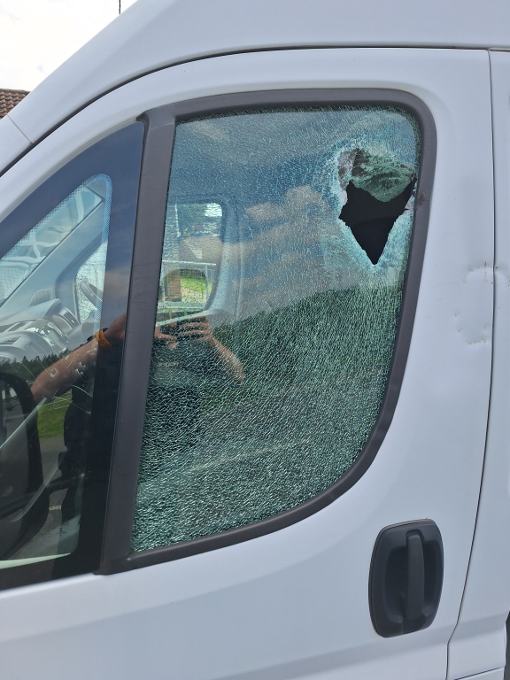 Damage caused to the van 